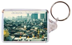 Jakarta - Java - Indonesia - Double Sided Large Keyring Key Fob Chain Ring Gift Present Souvenir 20I2