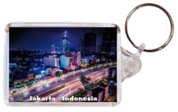 Jakarta - Java - Indonesia - Double Sided Large Keyring Key Fob Chain Ring Gift Present Souvenir 20I3