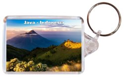 Java - Indonesia - Double Sided Large Keyring Key Fob Chain Ring Gift Present Souvenir 20I2