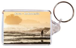 Java - Indonesia - Double Sided Large Keyring Key Fob Chain Ring Gift Present Souvenir 20I3