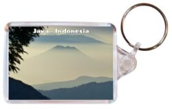 Java - Indonesia - Double Sided Large Keyring Key Fob Chain Ring Gift Present Souvenir 20I4