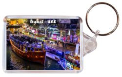 Dubai - UAE / United Arab Emirates - Double Sided Large Keyring Key Fob Chain Ring Gift Present Souvenir 20U2