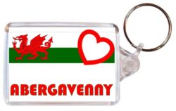Abergavenny - Love Wales/Welsh Town & Cities Flag - Double Sided Large Keyring Key Fob Chain Ring Gift Present Souvenir