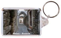 Chios - Greece - Double Sided Large Keyring Key Fob Chain Ring Gift Present Souvenir 20G1
