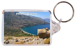 Chios - Greece - Double Sided Large Keyring Key Fob Chain Ring Gift Present Souvenir 20G2