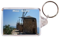 Chios - Greece - Double Sided Large Keyring Key Fob Chain Ring Gift Present Souvenir 20G3