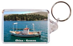 Chios - Greece - Double Sided Large Keyring Key Fob Chain Ring Gift Present Souvenir 20G4