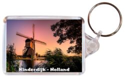 Kinderdijk - Holland/Netherlands - Double Sided Large Keyring Key Fob Chain Ring Gift Present Souvenir 20H1