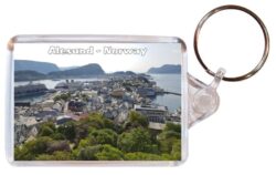 Alesund - Norway - Double Sided Large Keyring Key Fob Chain Ring Gift Present Souvenir 20N3