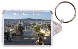 Barcelona - Spain - Double Sided Large Keyring Key Fob Chain Ring Gift Present Souvenir 20S9