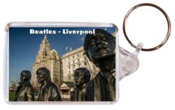 Beatles Statue - Liverpool - Double Sided Large Keyring Key Fob Chain Ring Gift Present Souvenir 20E2