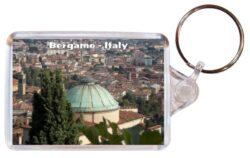 Bergamo - Italy - Double Sided Large Keyring Key Fob Chain Ring Gift Present Souvenir 20I2