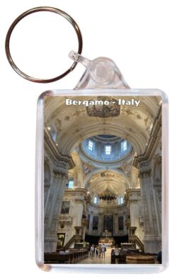 Bergamo - Italy - Double Sided Large Keyring Key Fob Chain Ring Gift Present Souvenir 20I3