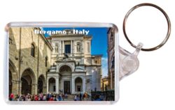 Bergamo - Italy - Double Sided Large Keyring Key Fob Chain Ring Gift Present Souvenir 20I4