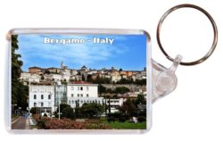 Bergamo - Italy - Double Sided Large Keyring Key Fob Chain Ring Gift Present Souvenir 20I5