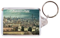 Bologna - Italy - Double Sided Large Keyring Key Fob Chain Ring Gift Present Souvenir 20I5