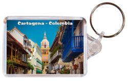 Cartagena - Colombia - Double Sided Large Keyring Key Fob Chain Ring Gift Present Souvenir 20C3