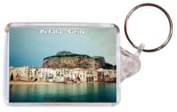Cefalu - Italy - Double Sided Large Keyring Key Fob Chain Ring Gift Present Souvenir 20I2