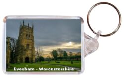 Evesham - Worcestershire - Double Sided Large Keyring Key Fob Chain Ring Gift Present Souvenir 20E2