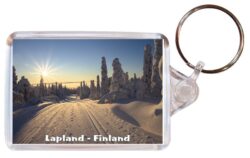 Lapland - Finland - Double Sided Large Keyring Key Fob Chain Ring Gift Present Souvenir 20F1