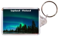 Lapland - Finland - Double Sided Large Keyring Key Fob Chain Ring Gift Present Souvenir 20F3