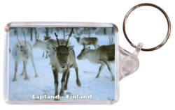 Lapland - Finland - Double Sided Large Keyring Key Fob Chain Ring Gift Present Souvenir 20F4