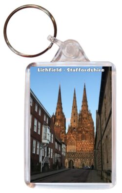 Lichfield - Staffordshire - Double Sided Large Keyring Key Fob Chain Ring Gift Present Souvenir 20E2