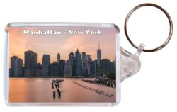 Manhattan - New York - USA - Double Sided Large Keyring Key Fob Chain Ring Gift Present Souvenir 20US7