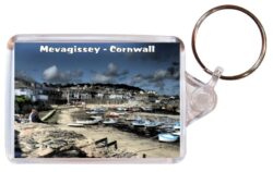 Mevagissey - Cornwall - Double Sided Large Keyring Key Fob Chain Ring Gift Present Souvenir 20E3