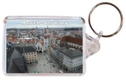 Munich - Germany - Double Sided Large Keyring Key Fob Chain Ring Gift Present Souvenir 20G7