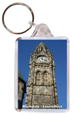 Rochdale - Lancashire - Double Sided Large Keyring Key Fob Chain Ring Gift Present Souvenir 20E1