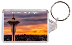 Seattle - Washington - USA - Double Sided Large Keyring Key Fob Chain Ring Gift Present Souvenir 20US3