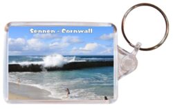 Sennen - Cornwall - Double Sided Large Keyring Key Fob Chain Ring Gift Present Souvenir 20E1