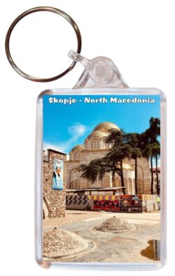 Skopje - North Macedonia - Double Sided Large Keyring Key Fob Chain Ring Gift Present Souvenir 20NM3
