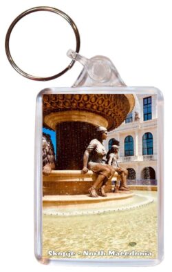 Skopje - North Macedonia - Double Sided Large Keyring Key Fob Chain Ring Gift Present Souvenir 20NM4