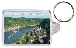 St Goar - The Rhine - Germany - Double Sided Large Keyring Key Fob Chain Ring Gift Present Souvenir 20G1