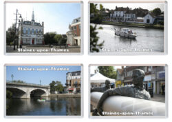 Staines-upon-Thames - 4 PACK - Jumbo Fridge Magnet Souvenir Gift Present