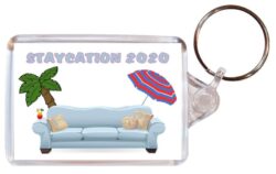 Staycation 2020 - Double Sided Large Keyring Key Fob Chain Ring Gift Present Souvenir