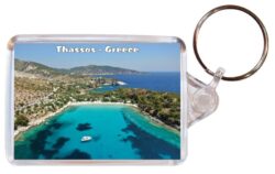 Thassos - Greece - Double Sided Large Keyring Key Fob Chain Ring Gift Present Souvenir 20G2