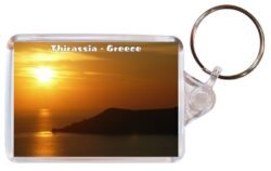 Thirassia - Greece - Double Sided Large Keyring Key Fob Chain Ring Gift Present Souvenir 20G1