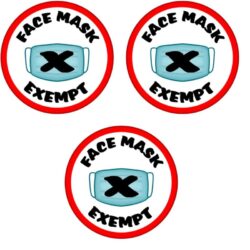 3 PACK - Face Mask Covering Exempt - 59mm Badge/Badges … - 59mm Badge/Badges Quote Message Stay Safe Virus Asthma