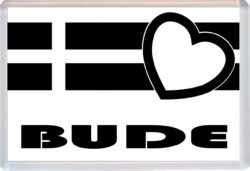 Bude - Jumbo Fridge Magnet Souvenir Gift Present - Love Cornwall County Flag