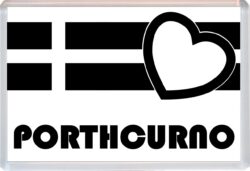 Porthcurno - Jumbo Fridge Magnet Souvenir Gift Present - Love Cornwall County Flag