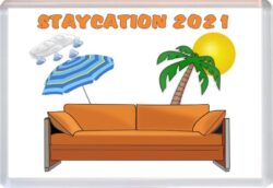 Staycation 2021 - Jumbo Fridge Magnet Souvenir Gift Present - Holiday in the UK/Work/Working from Home