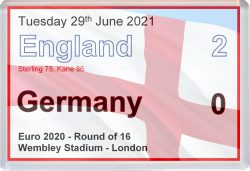 England 2 v 0 Germany - Jumbo Fridge Magnet Souvenir Gift Present Euro 2021 Scoreboard
