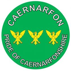Caernarfon - Pride of Caernarfonshire - TWO PACK - Car Bumper Laptop Window Decal Wales County Flag Sticker