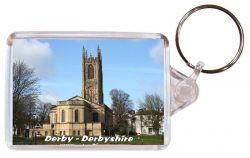 Derby - Derbyshire- Double Sided Large Keyring Key Fob Chain Ring Gift Present Souvenir AD1