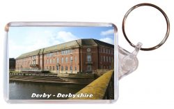 Derby - Derbyshire- Double Sided Large Keyring Key Fob Chain Ring Gift Present Souvenir AD2