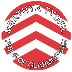 Merthyr Tydfil - Pride of Glamorgan - TWO PACK - Car Bumper Laptop Window Decal Wales County Flag Sticker