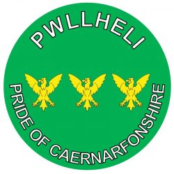 Pwllheli - Pride of Caernarfonshire - TWO PACK - Car Bumper Laptop Window Decal Wales County Flag Sticker